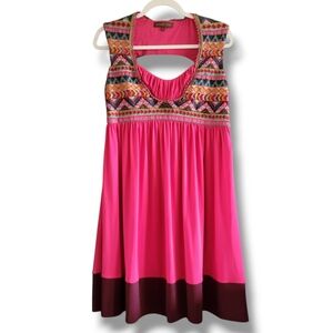 Ranna Gill Beaded Embroidered Sleeveless Open Back‎ Flowy Casual Mini Dress